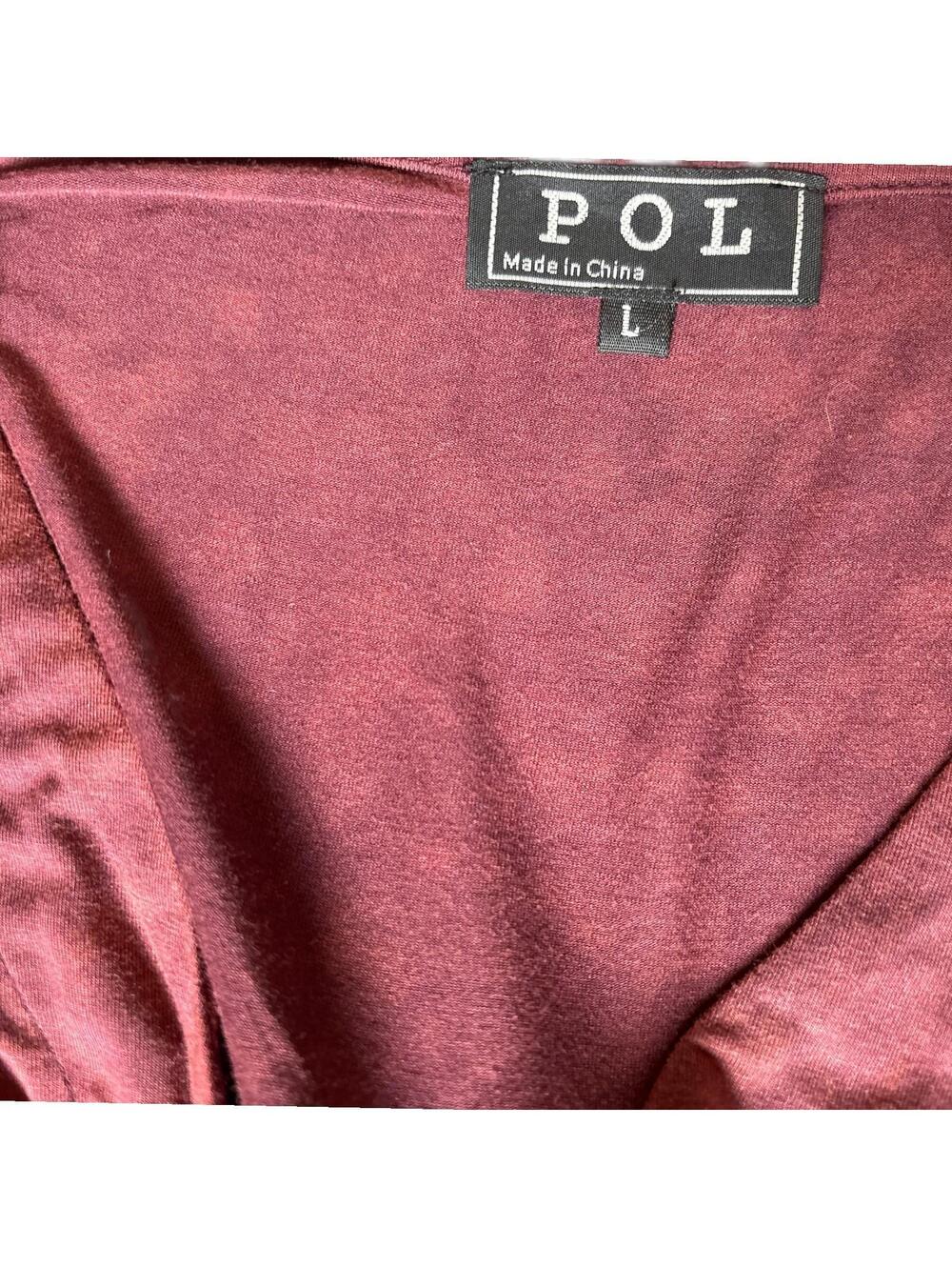 POL Burgundy Red Chunky Open Knit Duster Cardigan Sweater Womens L Pockets Boho - Picture 5 of 9